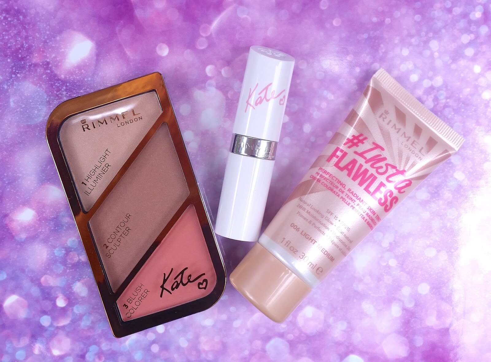 RIMMEL LONDON - KATE MOSS TRIO PALETTE / LIP CONDITIONING STICK / #INSTA FLAWLESS TINTED MAKEUP PRIMER