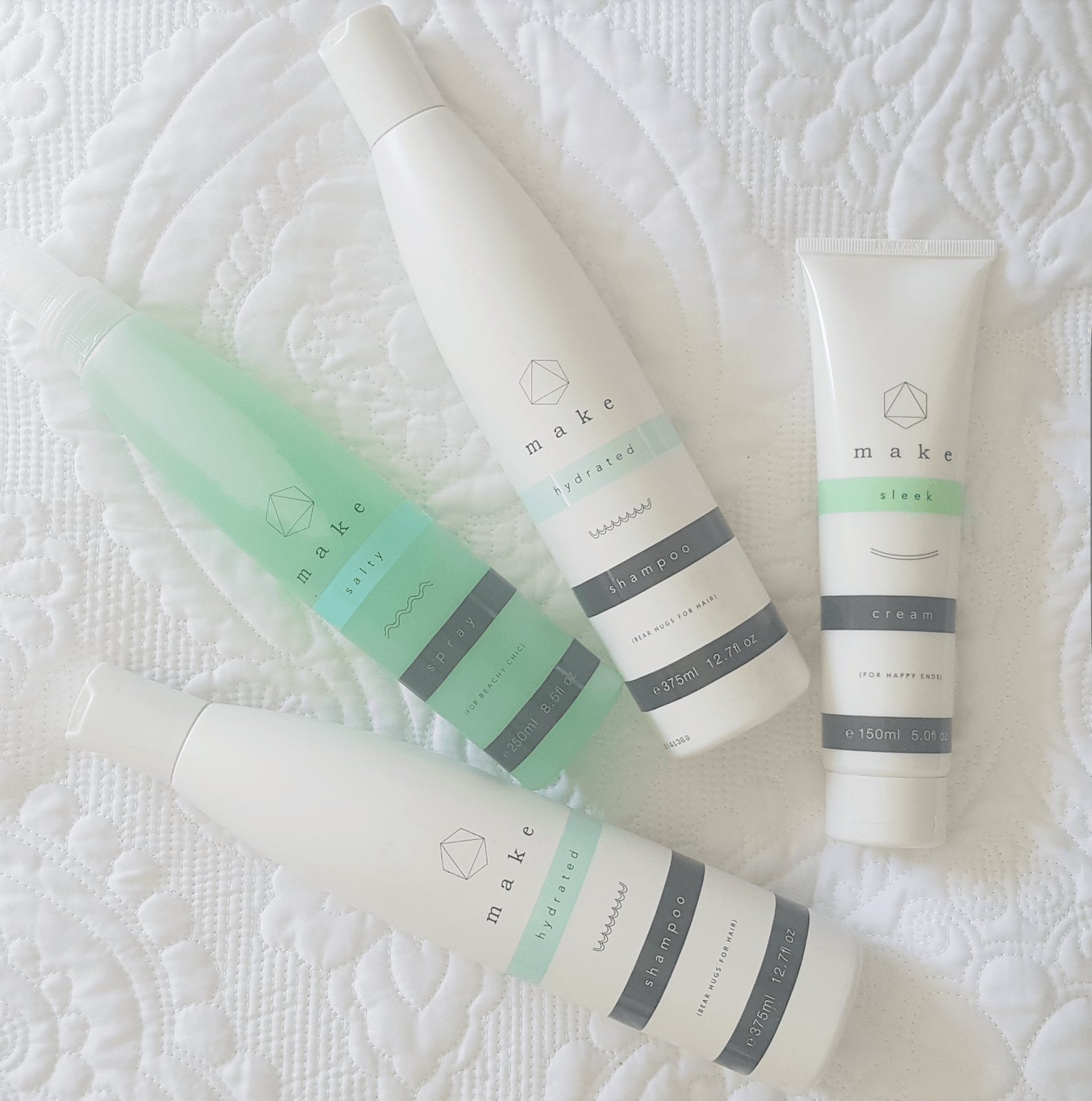 MAKE HAIRCARE - HYDRATED SHAMPOO SALTY SPRAY & SLEEK CREAM
