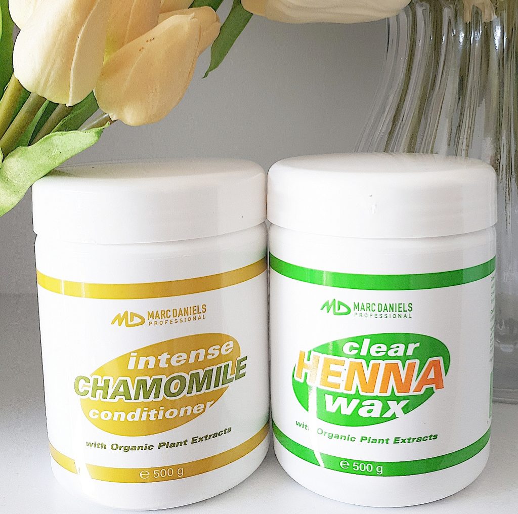 MARC DANIELS INTENSE CHAMOMILE CONDITIONER & CLEAR HENNA WAX HAIRCARE